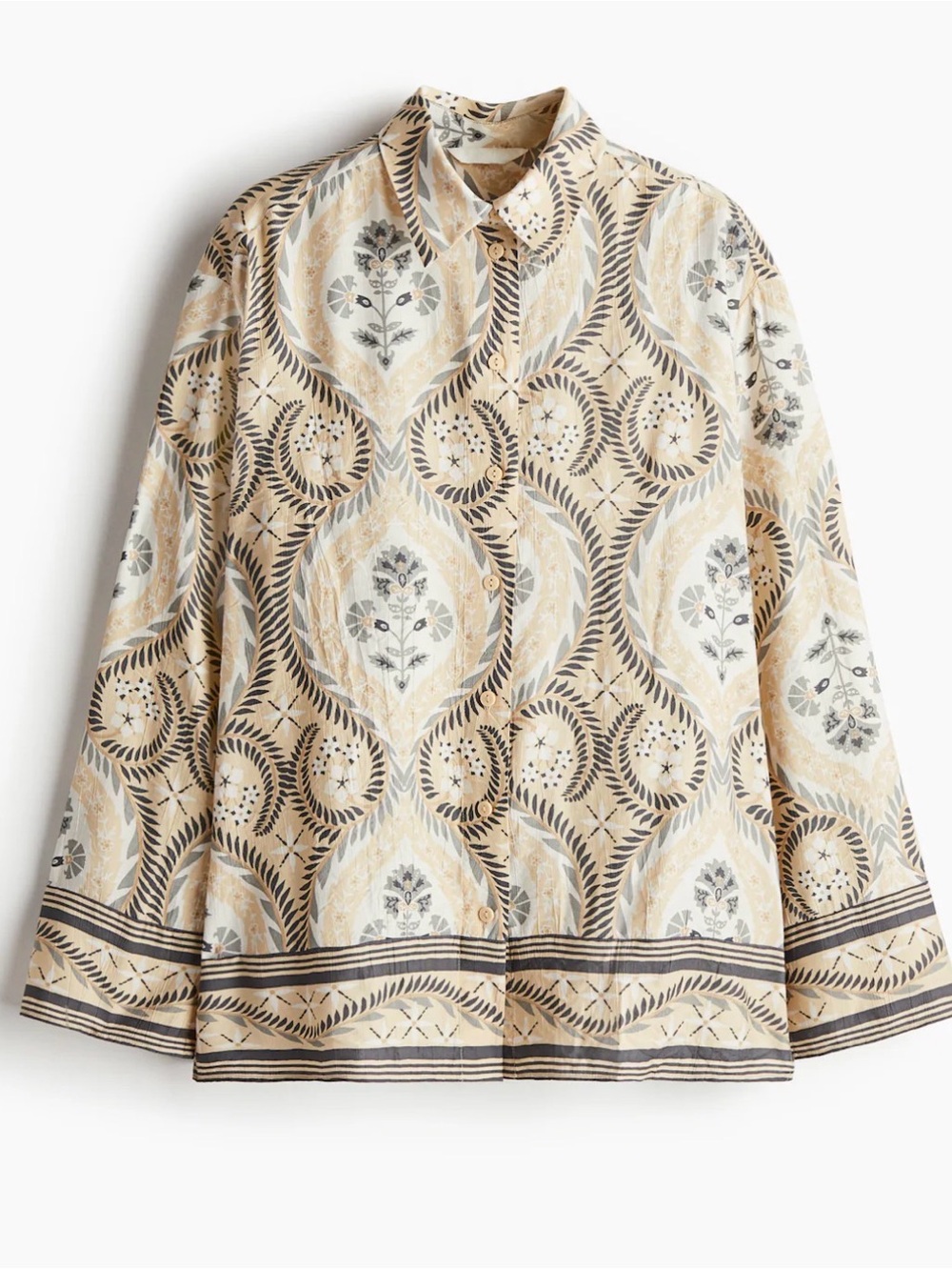 H&M Loose Fit Beige Pattern Top Medium NWT
